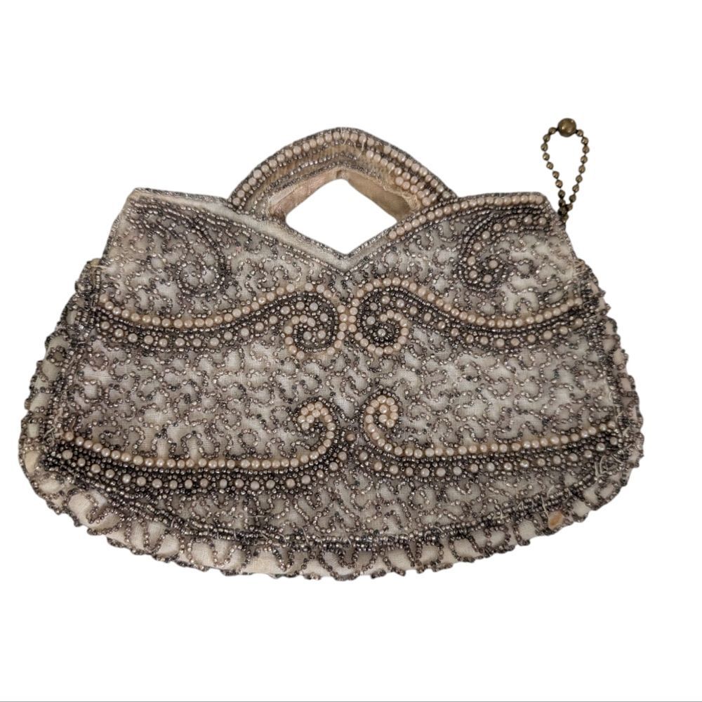 Vintage Antique Art Deco Hand Beaded Evening Clutch Belgium - Picture 2 of 9